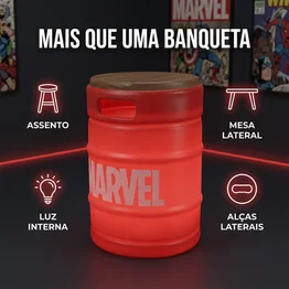 Barril Iluminado Banco Marvel Vermelho Licenciado Luminária
