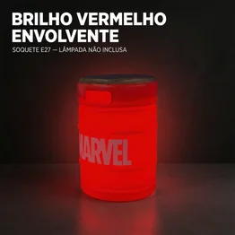 Barril Iluminado Banco Marvel Vermelho Licenciado Luminária