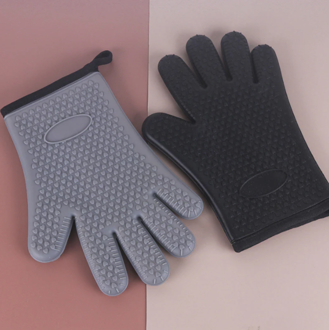 Luvas de Silicone Anti-Escaldantes de Cozinha Luvas de Forno de Microondas - Cinza