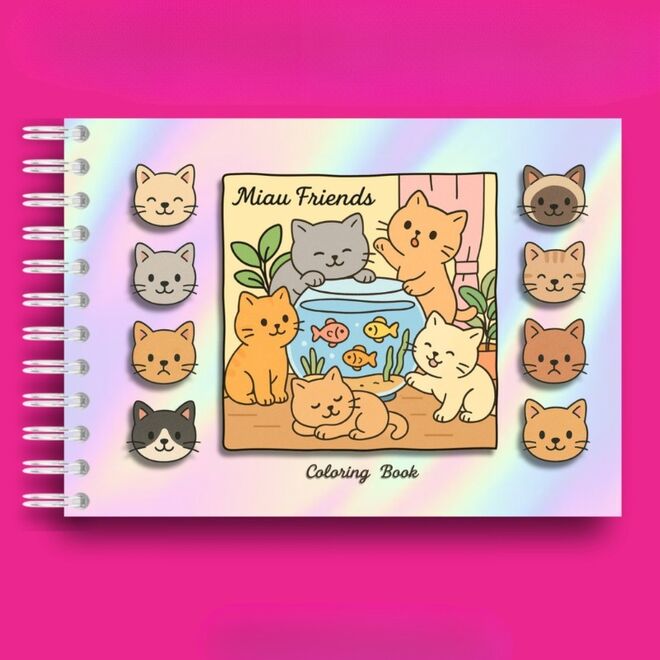 Caderno de Colorir Miau Friends - Rosa