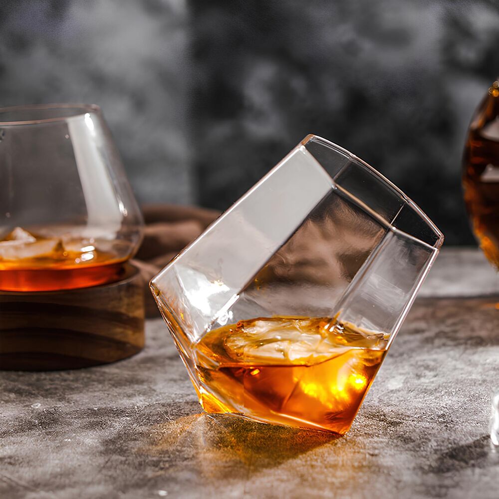 Copo Diamante 300ml Criativo de Cristal para Whisky e Coqueteis