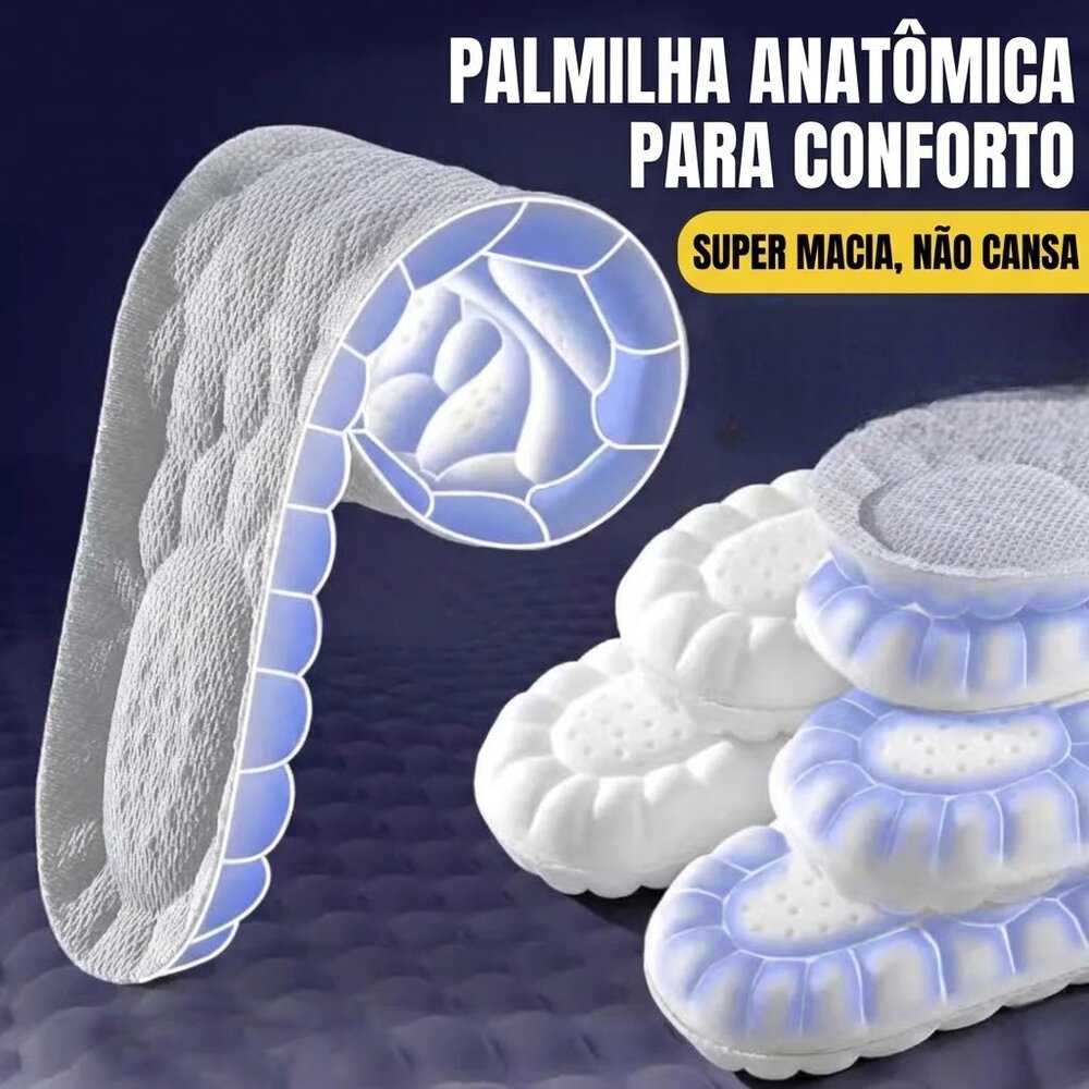 Palmilha Unissex Esportiva Reforçada Cinza Nº 41-42 Confortável Ajustável