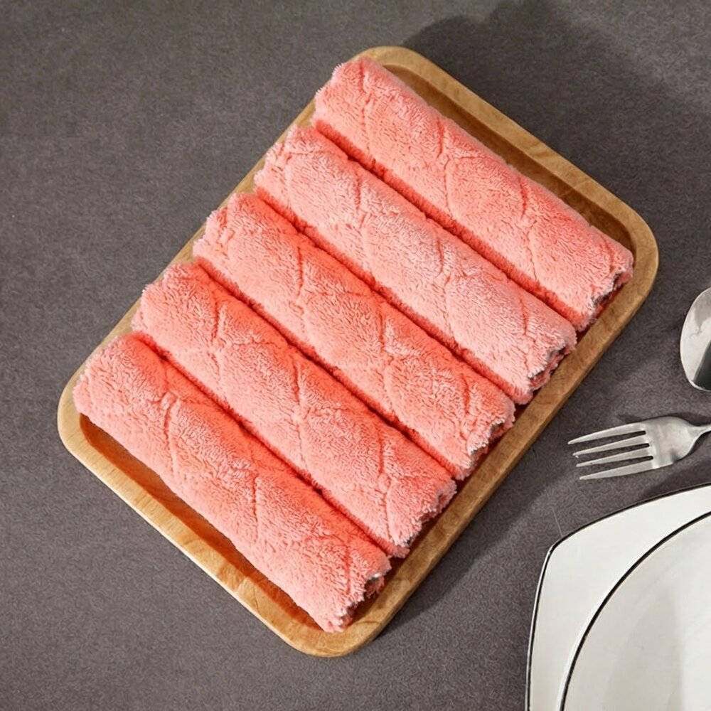 Conjunto Panos de Cozinha Flanela Coral Grossa 10 Peças 15x25cm (Venda Exclusiva)