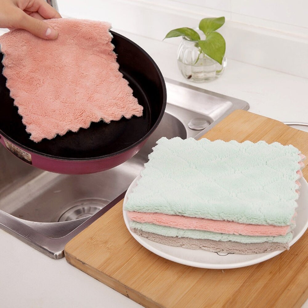 Conjunto Panos de Cozinha Flanela Coral Grossa 10 Peças 15x25cm (Venda Exclusiva)