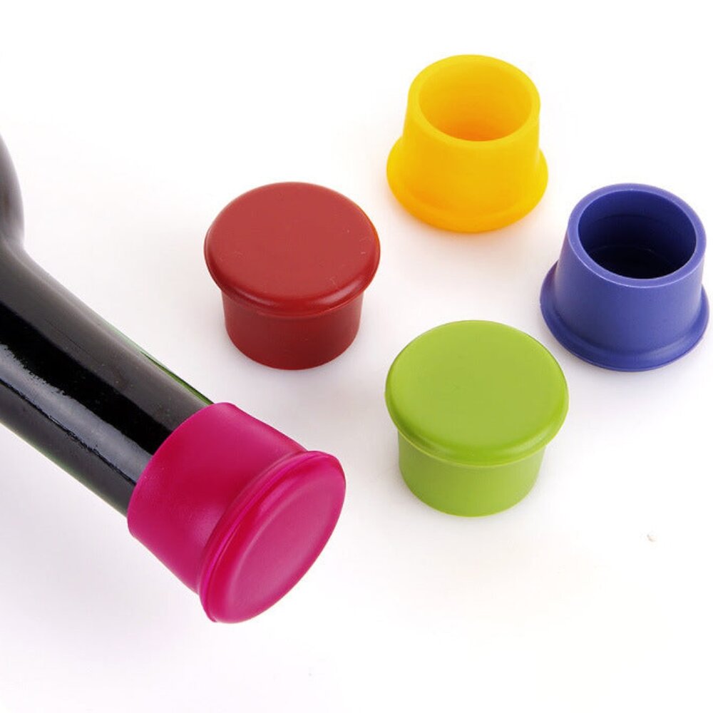 Rolha de Silicone para Vinho Multifuncional Hermética - Vermelha