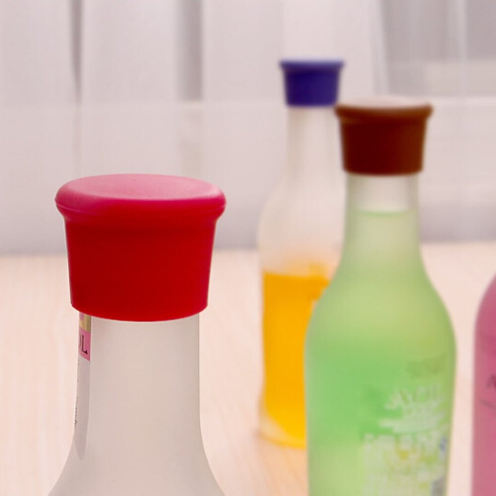 Rolha de Silicone para Vinho Multifuncional Hermética - Vermelha