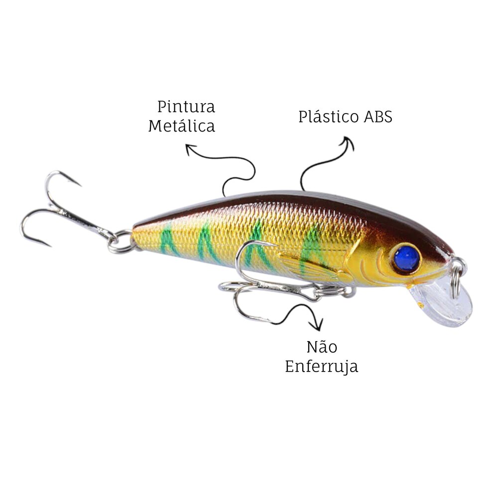 Isca de Pesca Plástico ABS Formato Peixe Imita Presa Resistente Dourada